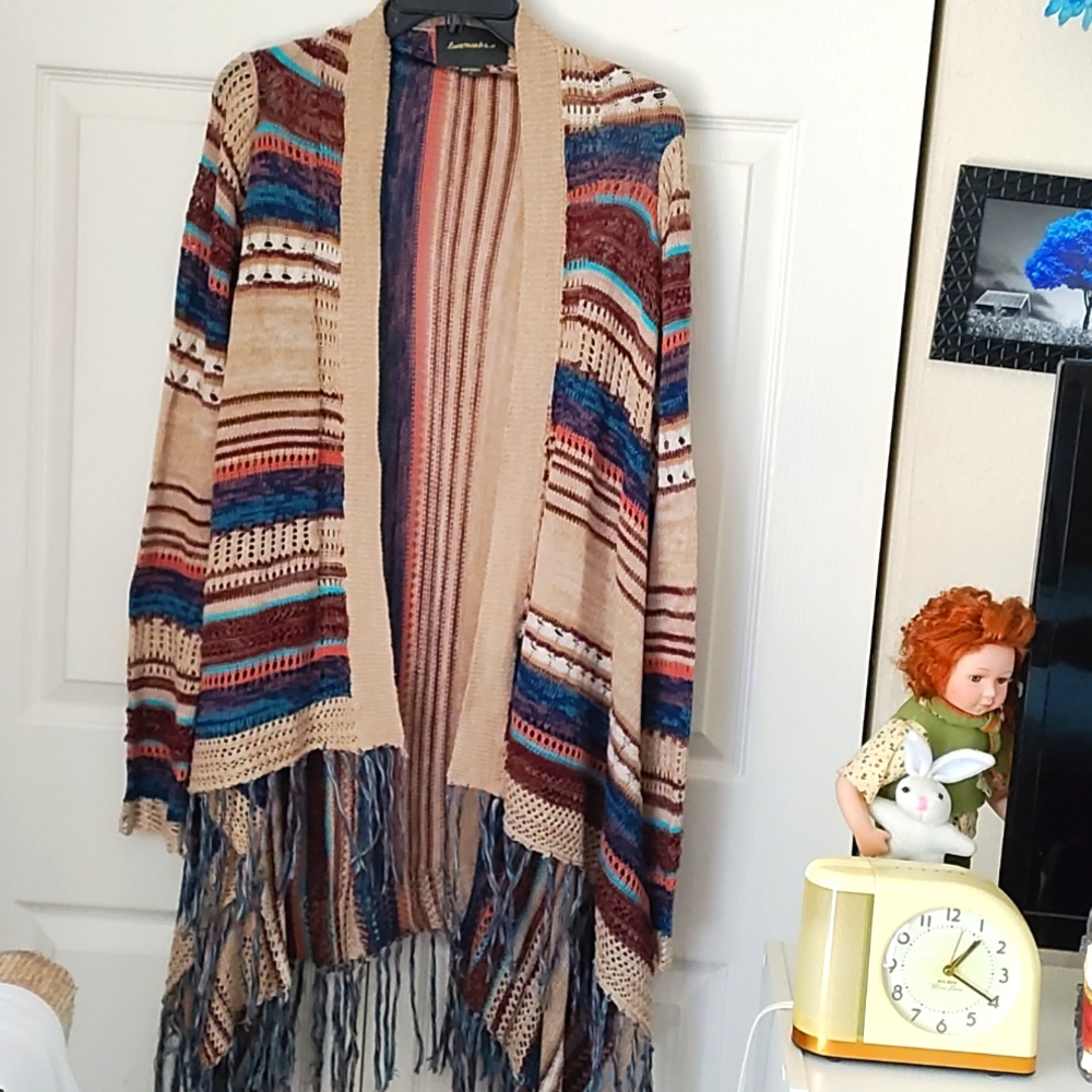 Asymmetrical open front cardigan M